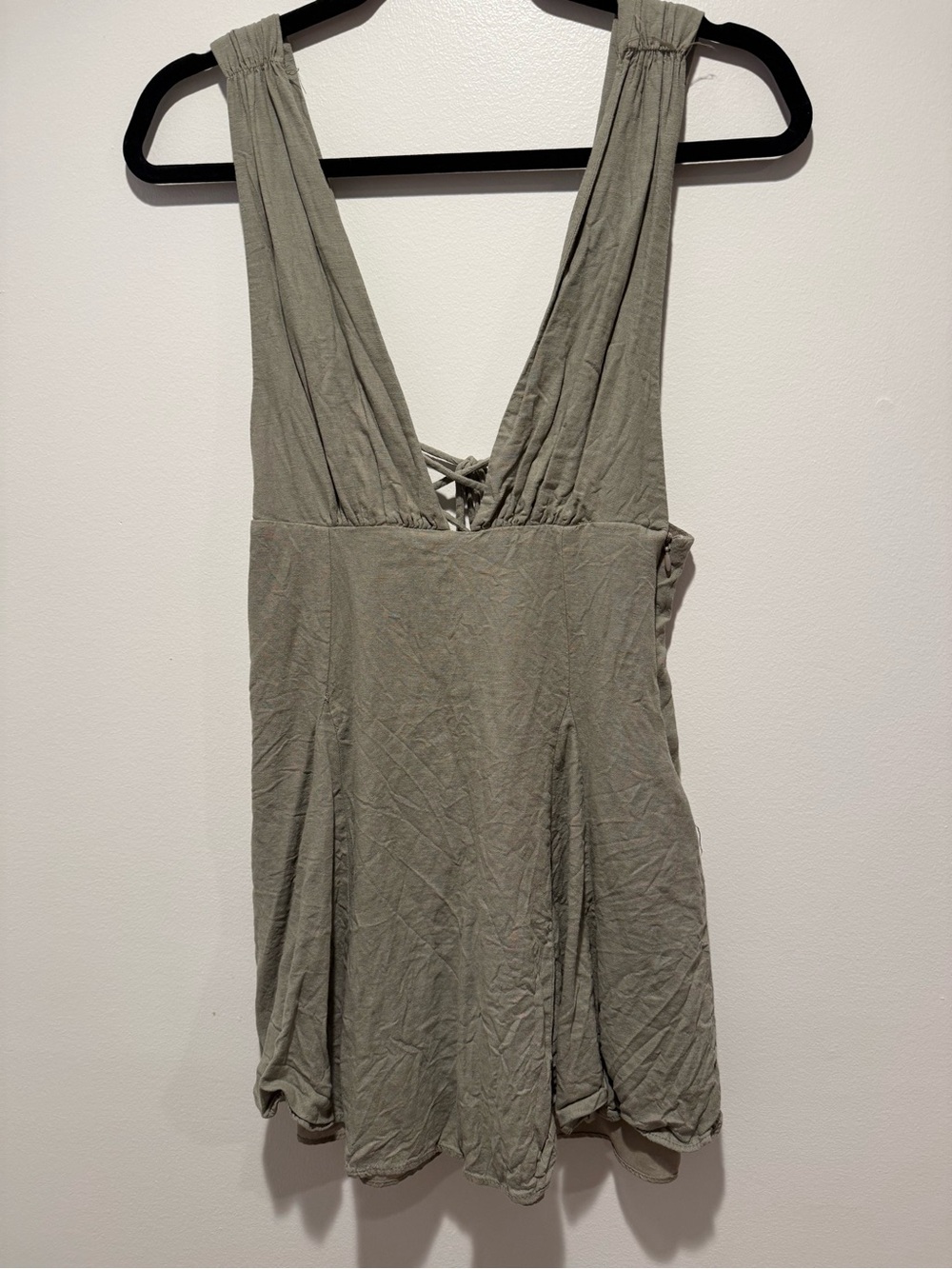 Zara Olive Green Sleeveless V-Neck Mini Dress
